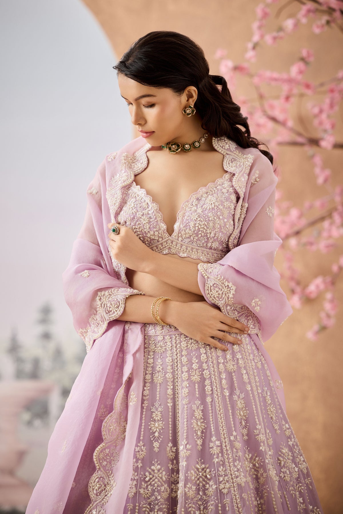 Ntu Lavender Pearl Lehenga Set