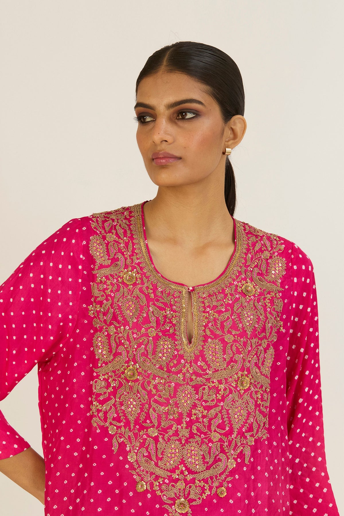 Brinda Fuschia Bandhani Kurta &amp; Pants