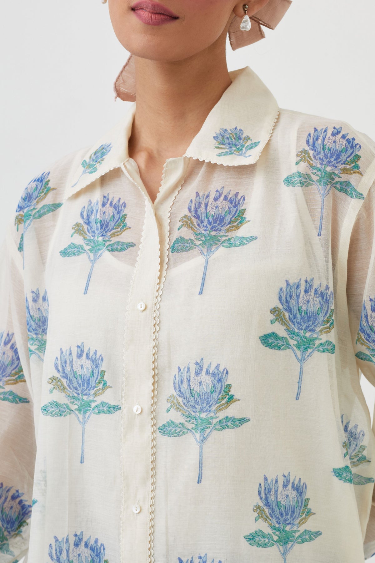 Blue Chanderi Shirt