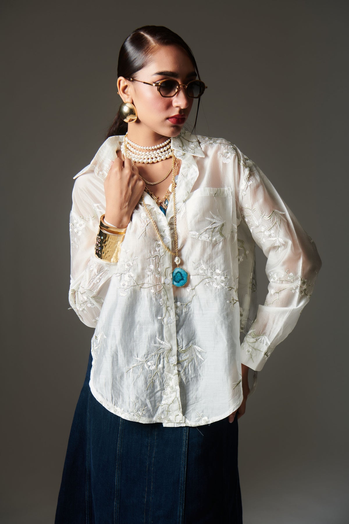 Elegance Threaded Embroidered Shirt