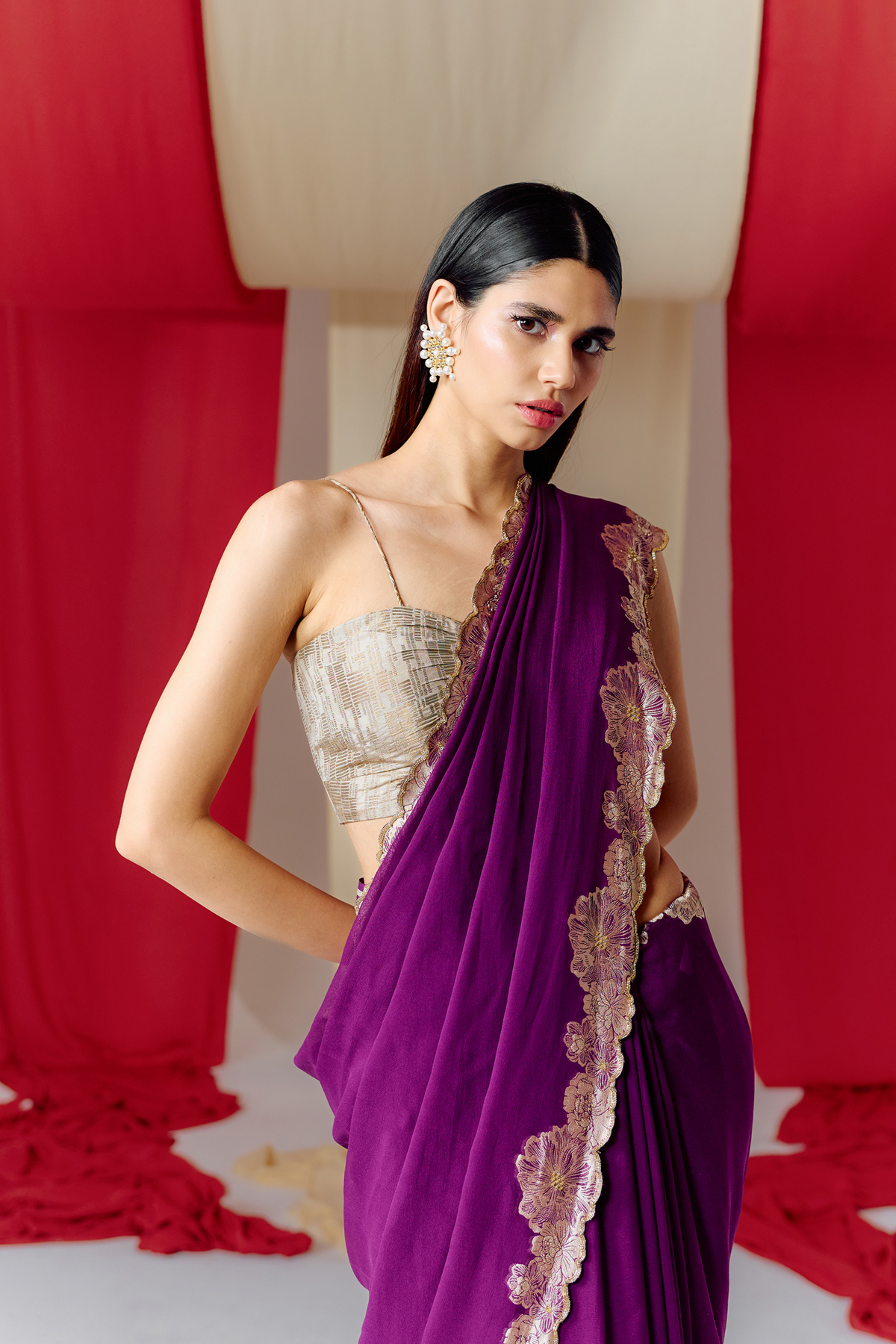 Handwoven Purple Georgette Saree