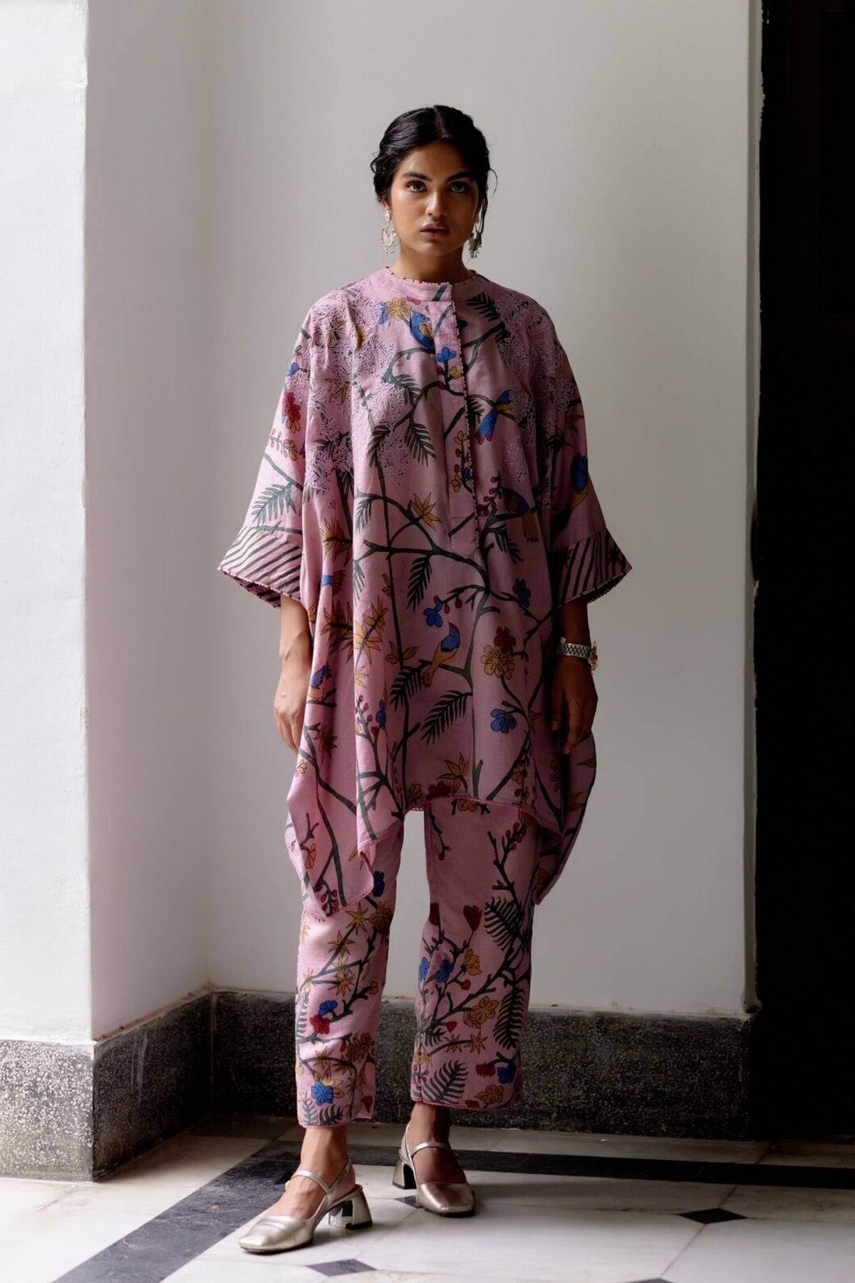 Rose Kaftan Kalamkari Set