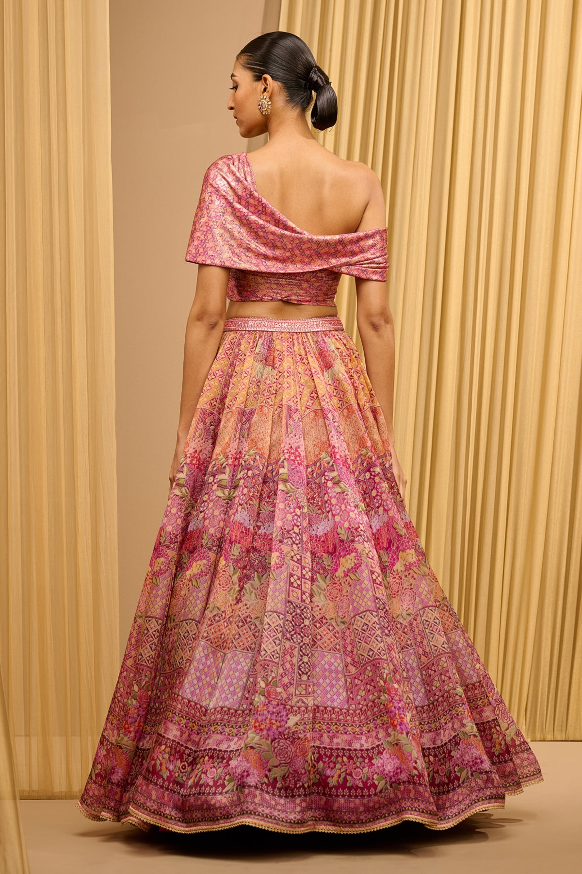 Printed Lehenga With Draped Blouse