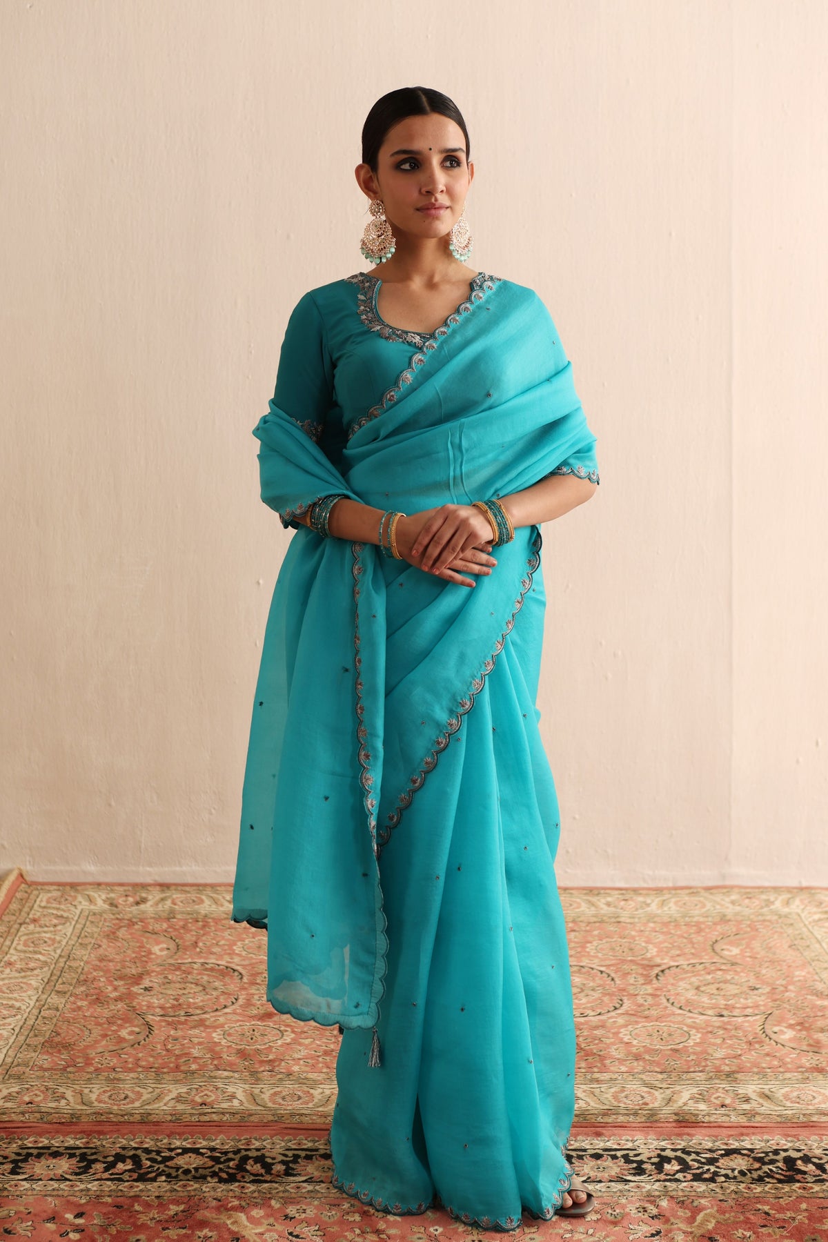 Blue Bird Saree Set