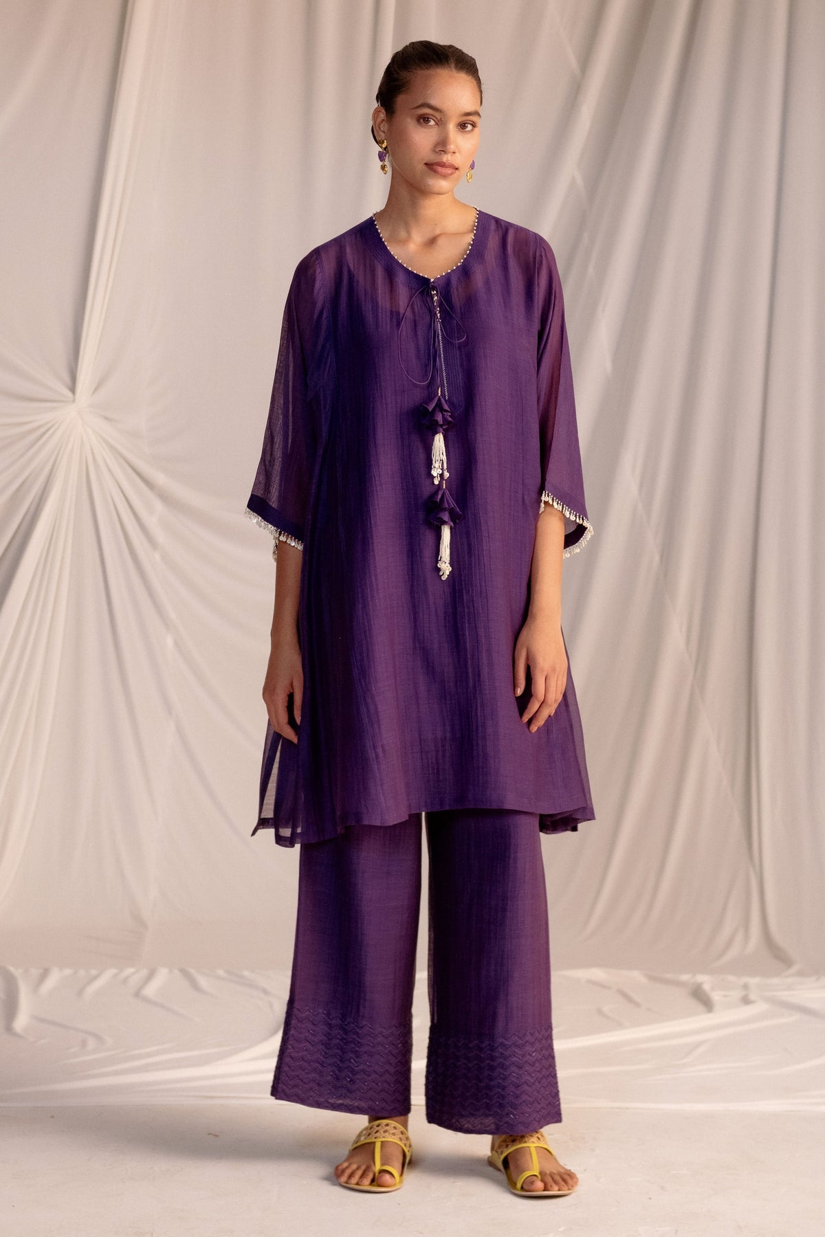 Grape Embroidered Tunic Set