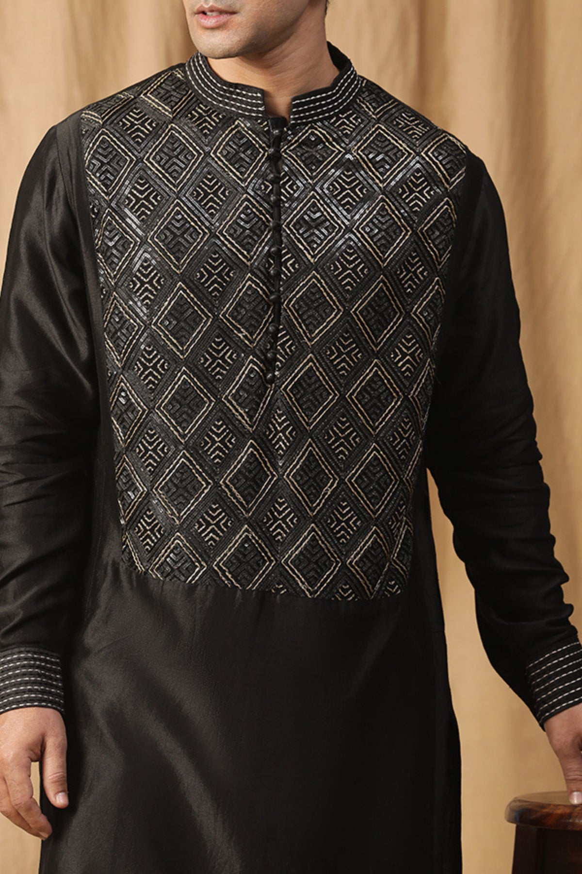 Black Gota Zari Kurta Set