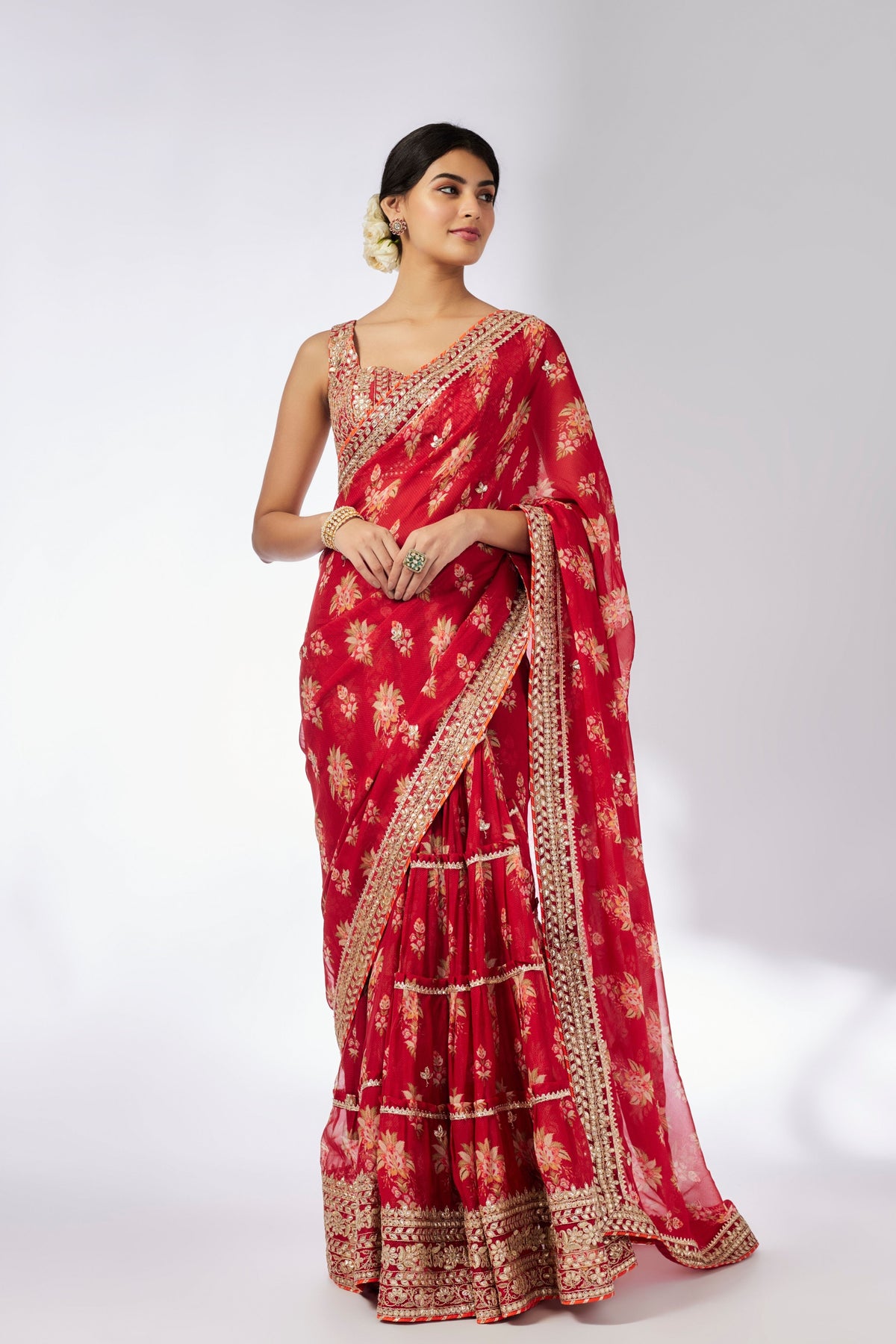 Red Mahira Saree Set