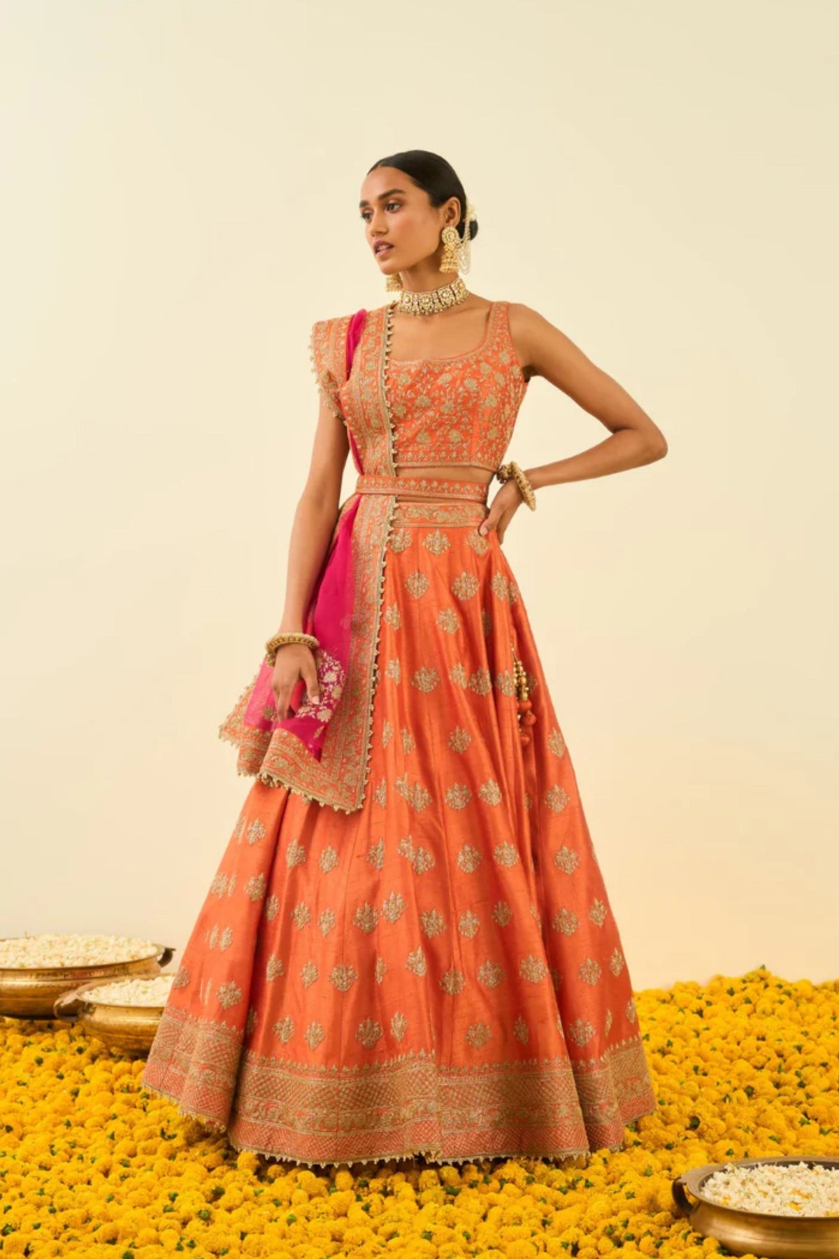 Mahira pumpkin orange lehenga