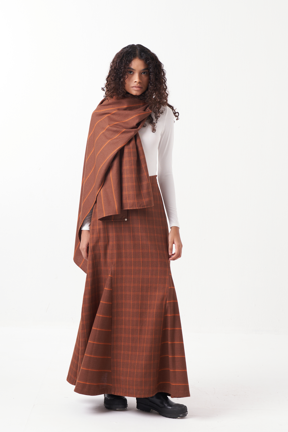 Paneled Brown Scarf