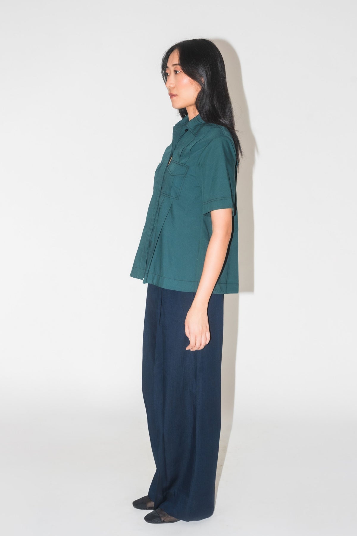 Pleated Safari Green Top