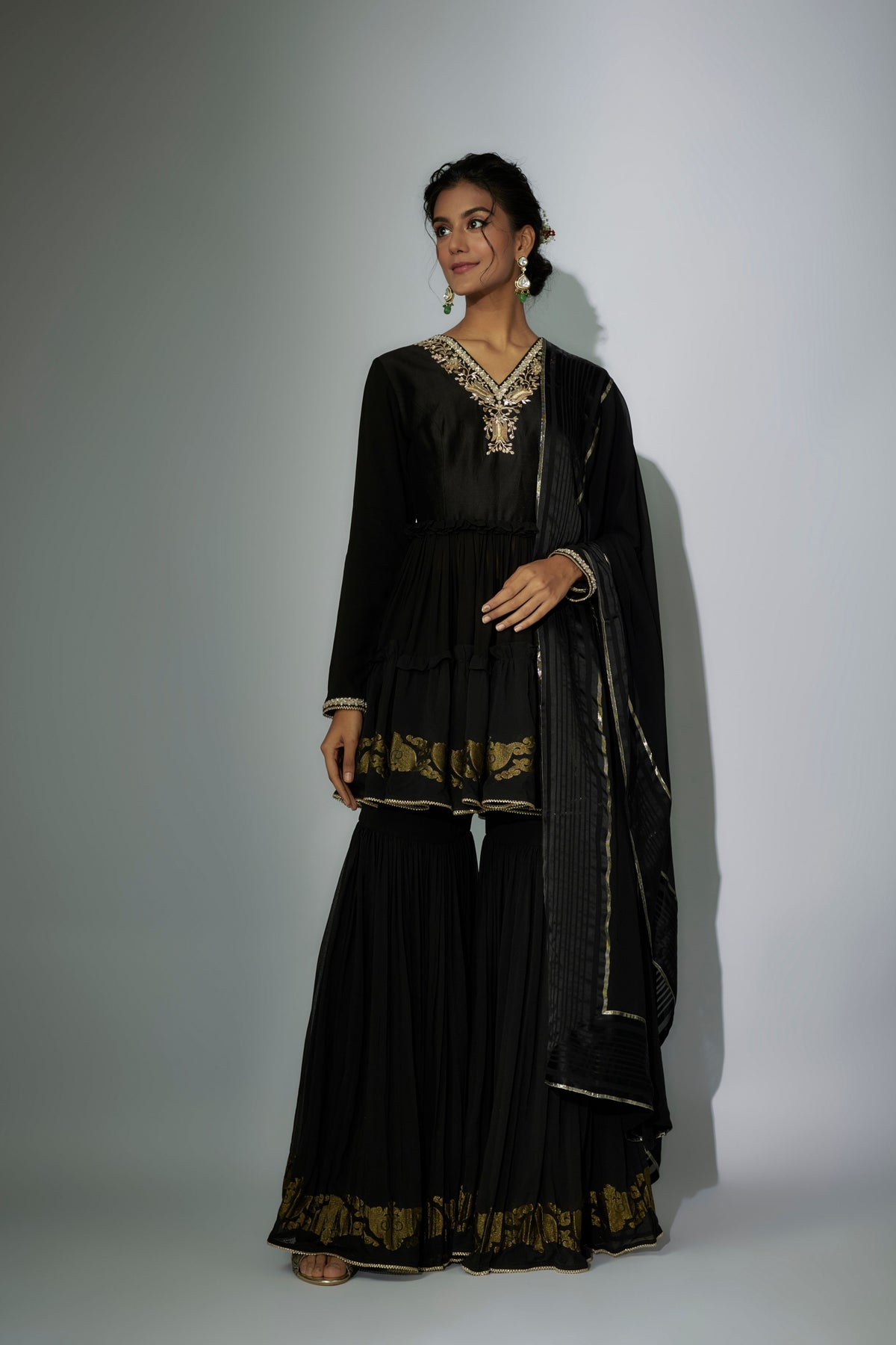 Black Embroidered Garara Set