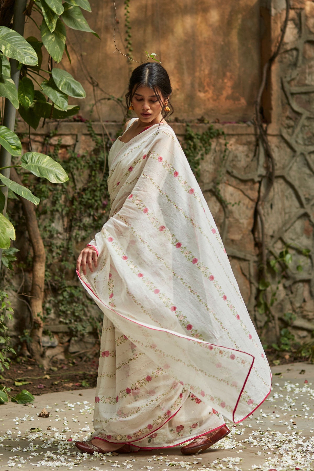 Ivory Handwoven Chanderi Saree