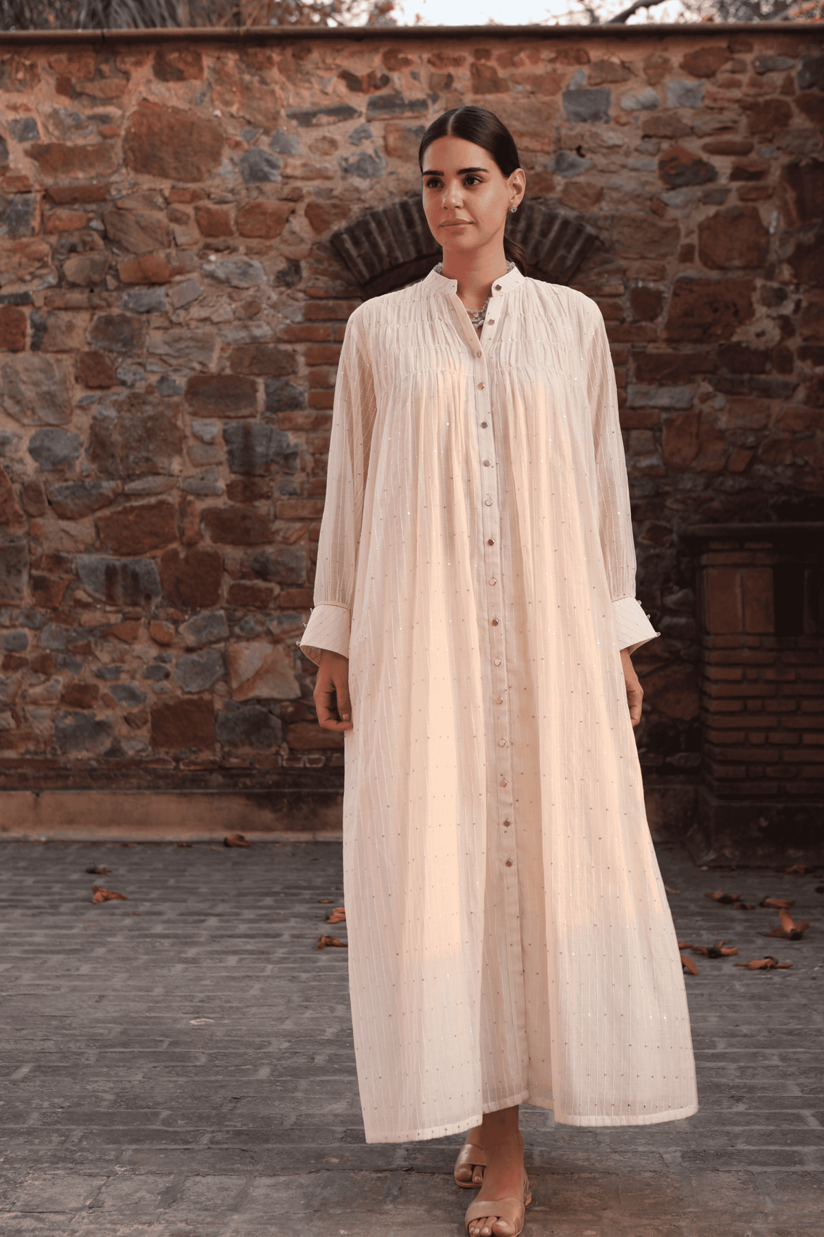 Ivory Collared Kurta And Pant