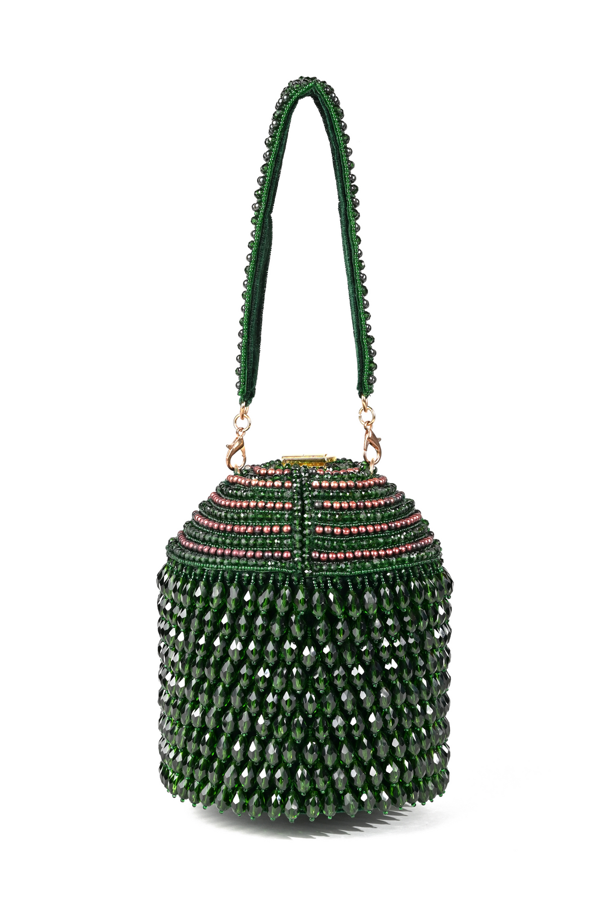 Diana Green Embellished Bucket Bag