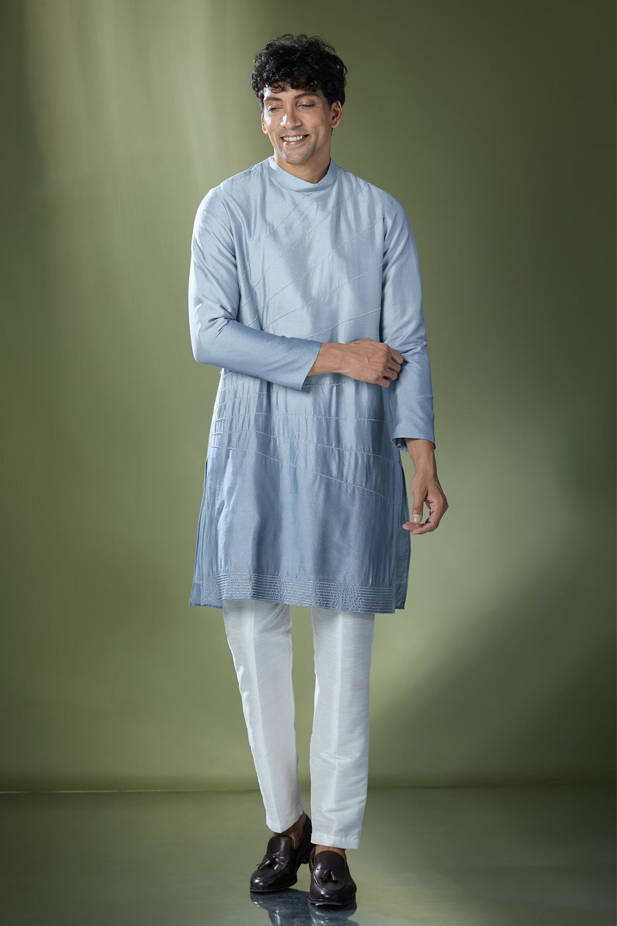 Powder Blue Ombre Embroidered Kurta Set