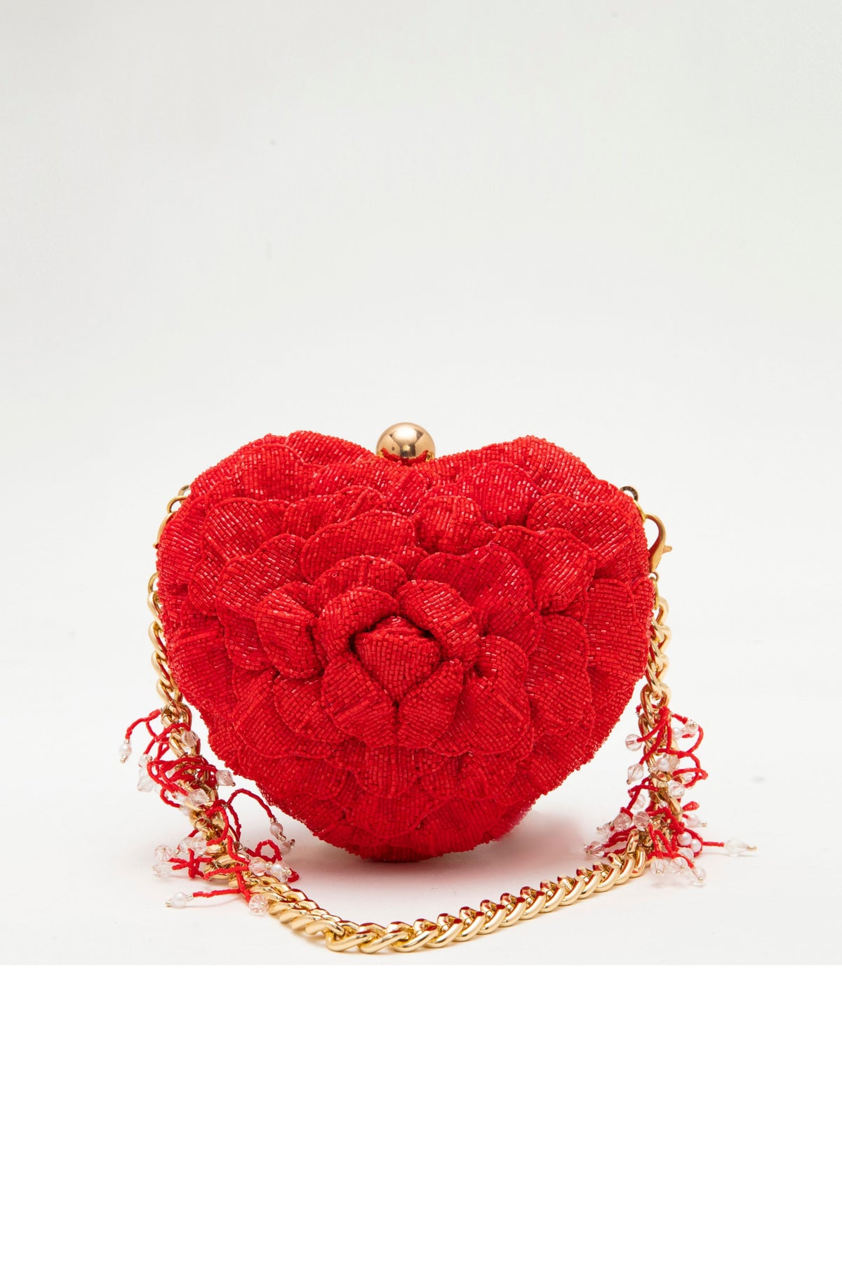 Isa Beaded Heart – Bright Crimson