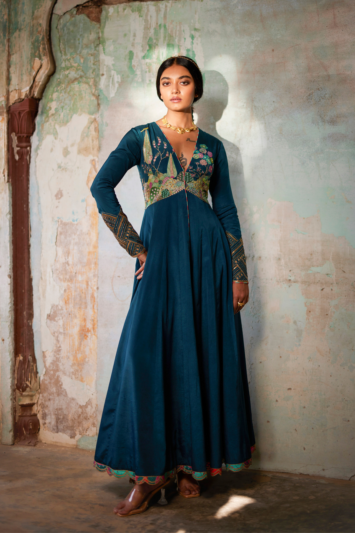 Nadira Teal Anarkali Set