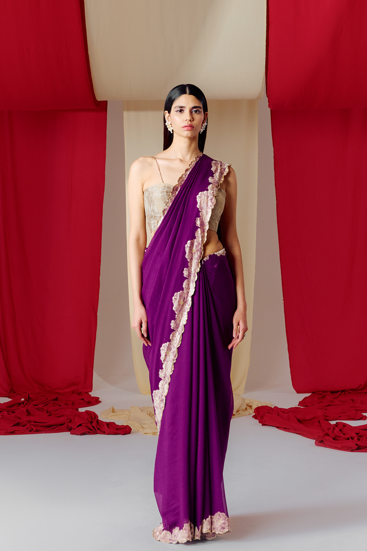 Handwoven Purple Georgette Saree