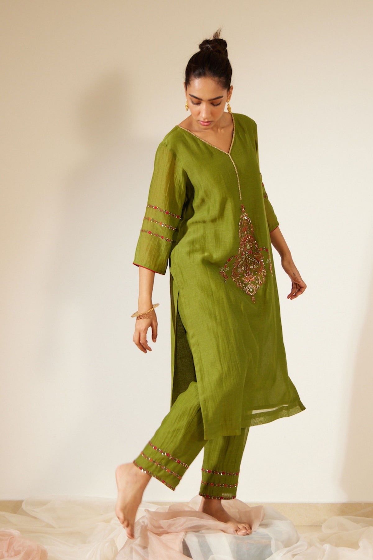 Green Dhuleti Kurta Set