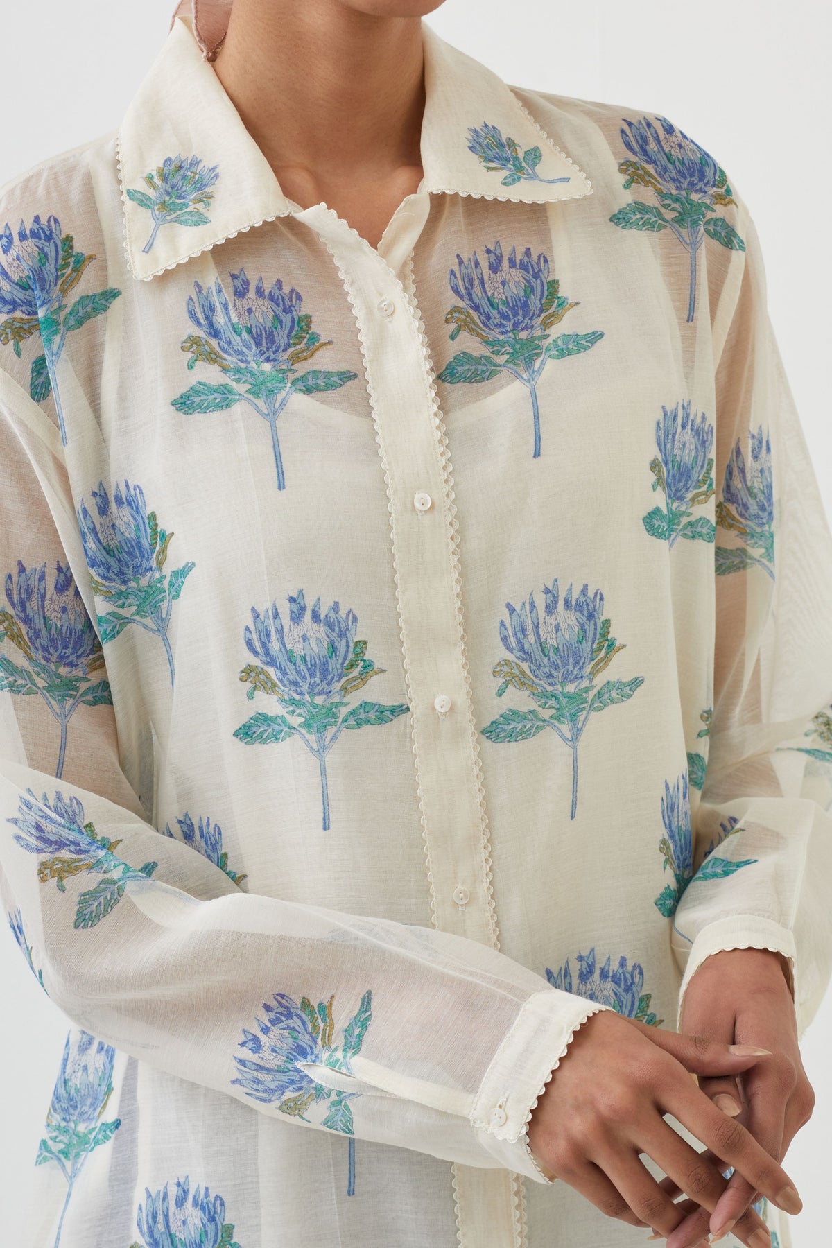 Blue Chanderi Shirt