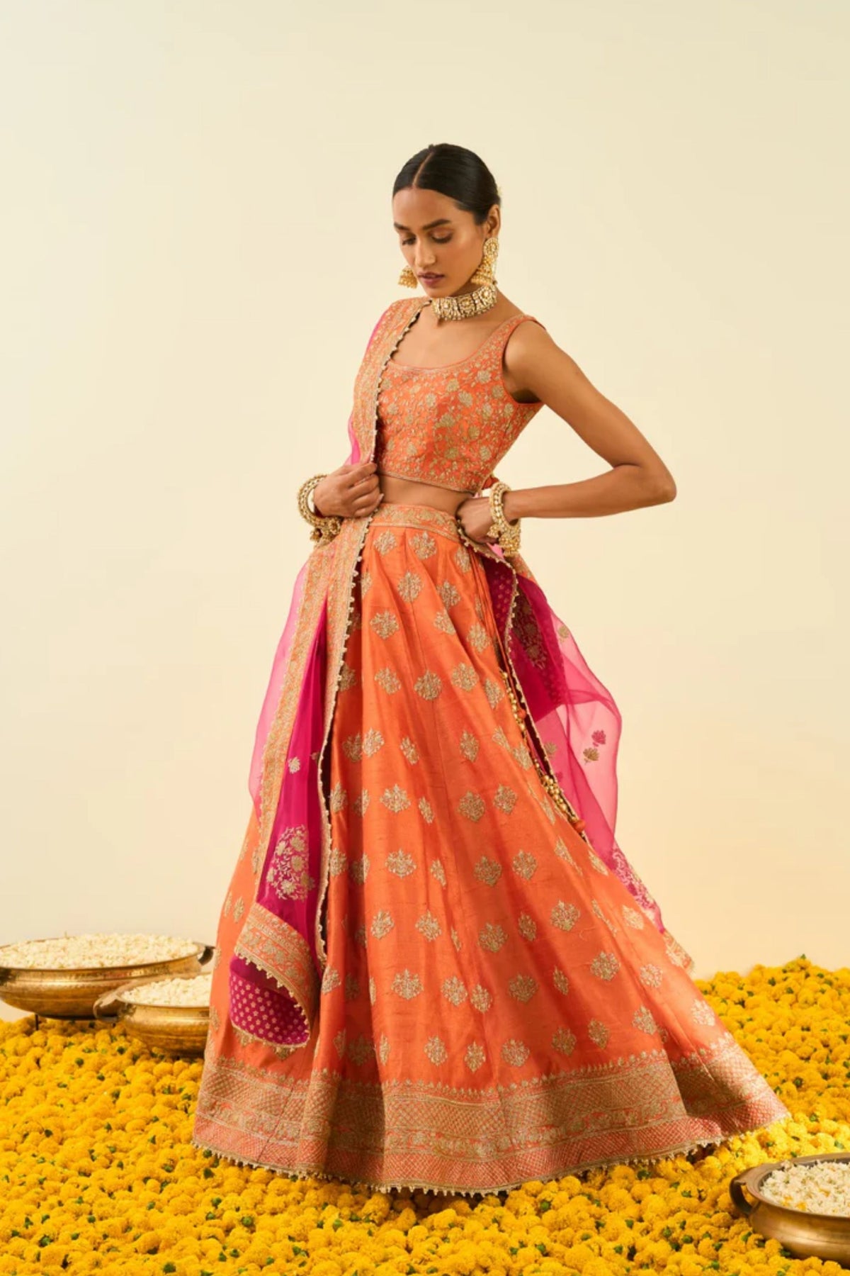 Mahira pumpkin orange lehenga