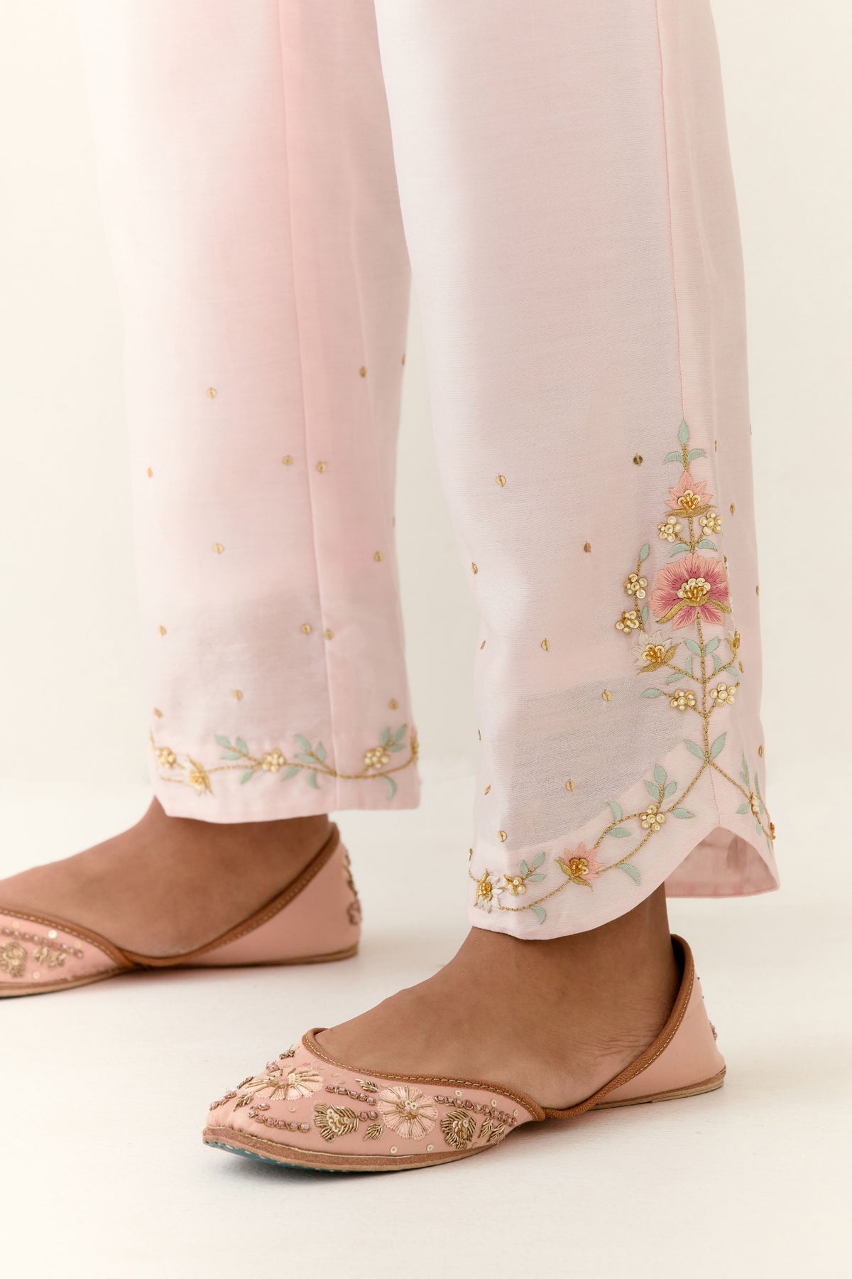 Light Pink Hand Embroidered Palazzo