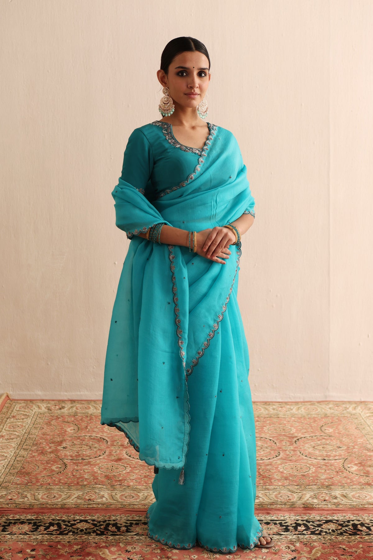 Blue Bird Saree Set