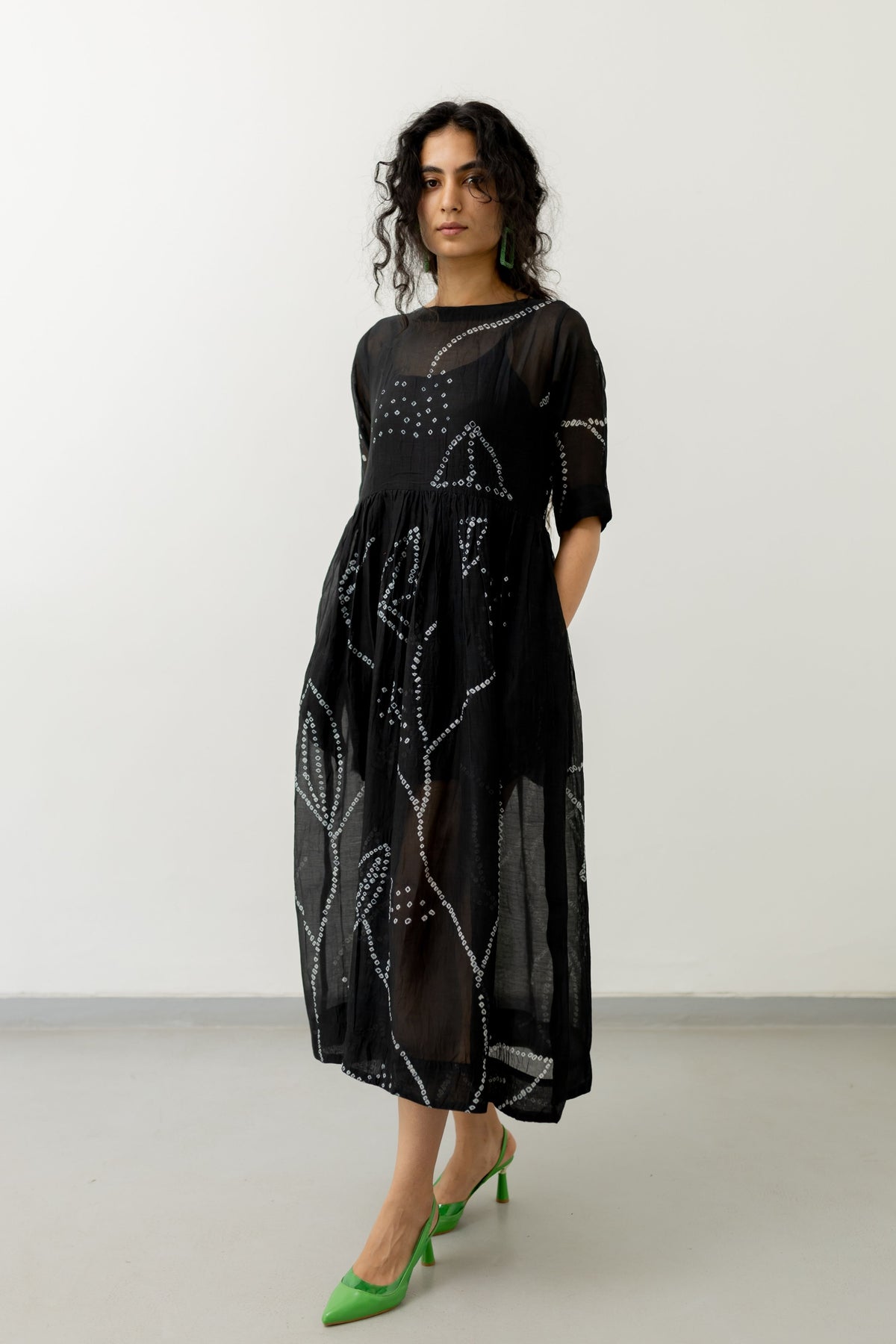 Black Bandhani Dress With Slip