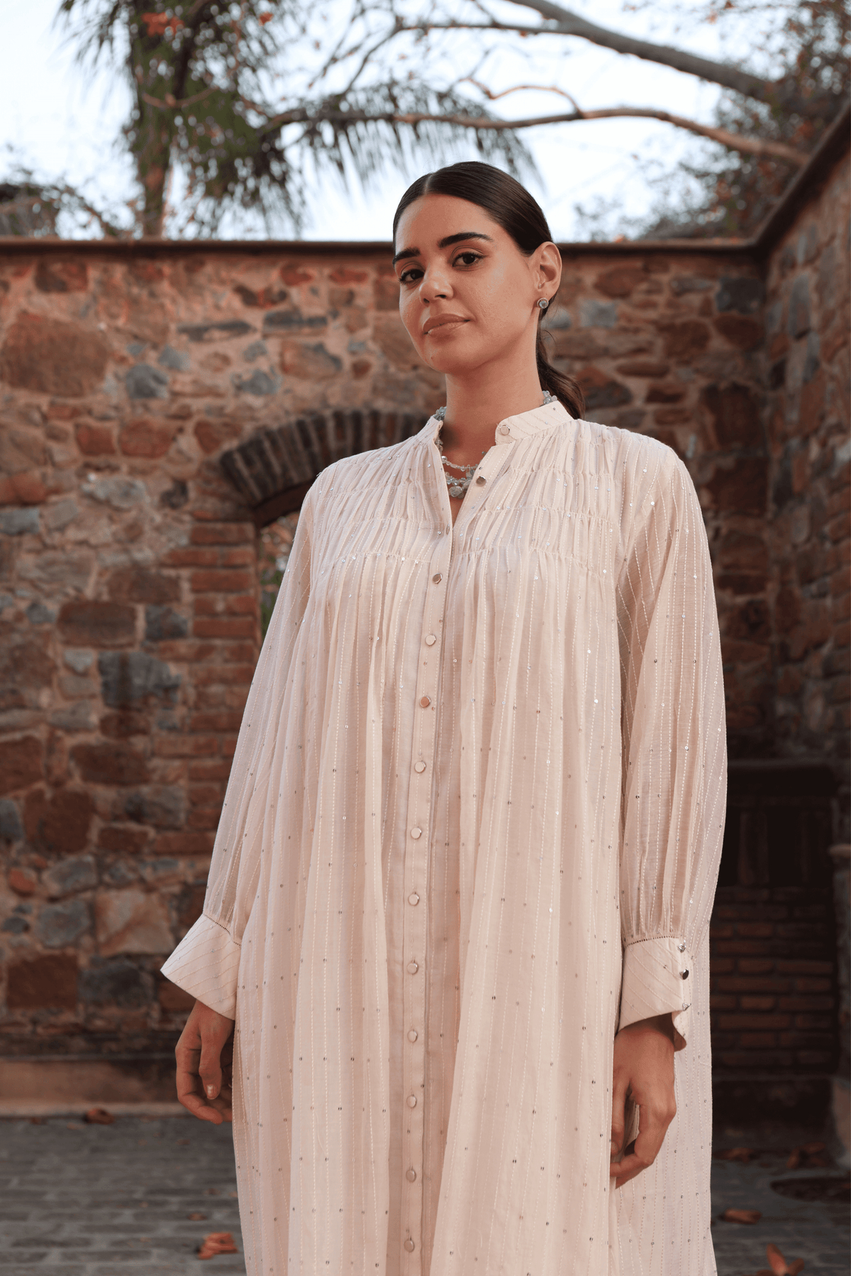 Ivory Collared Kurta And Pant