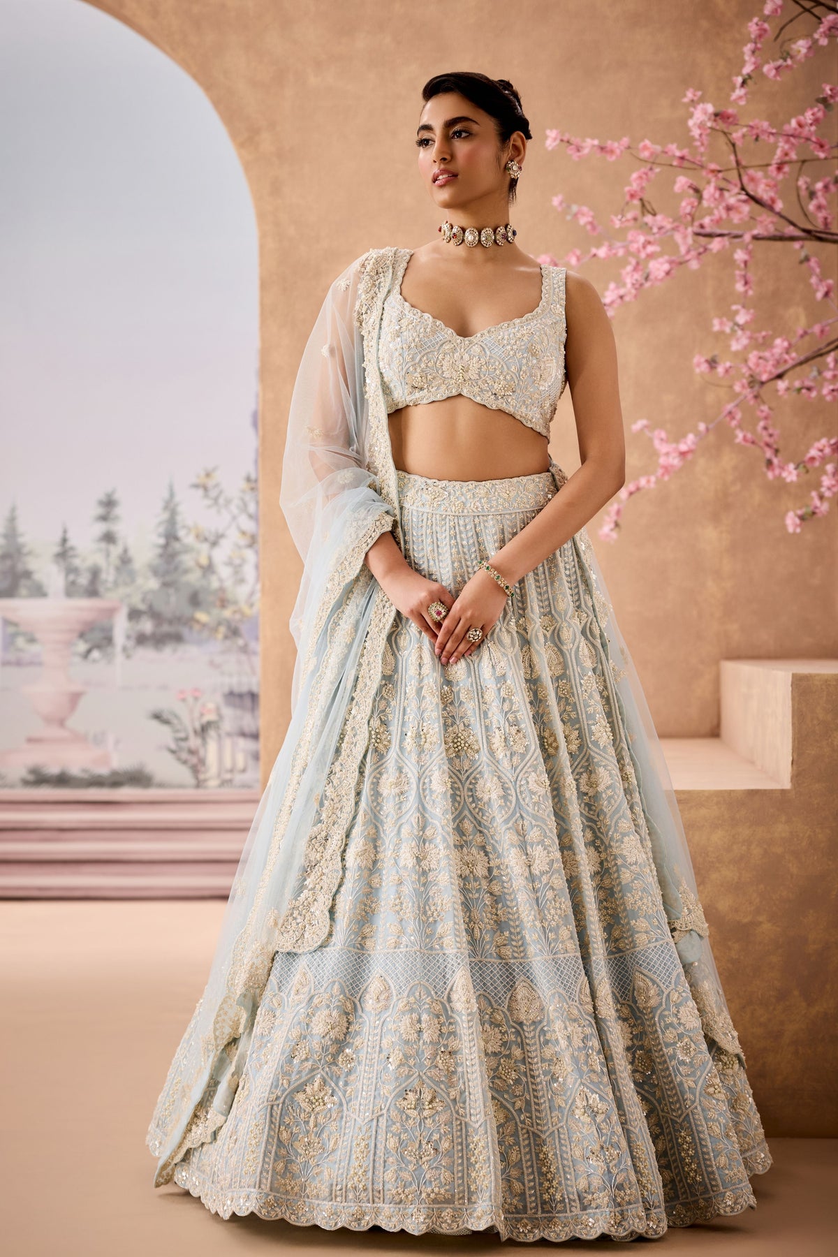 Rj Blue Arch Lehenga Set