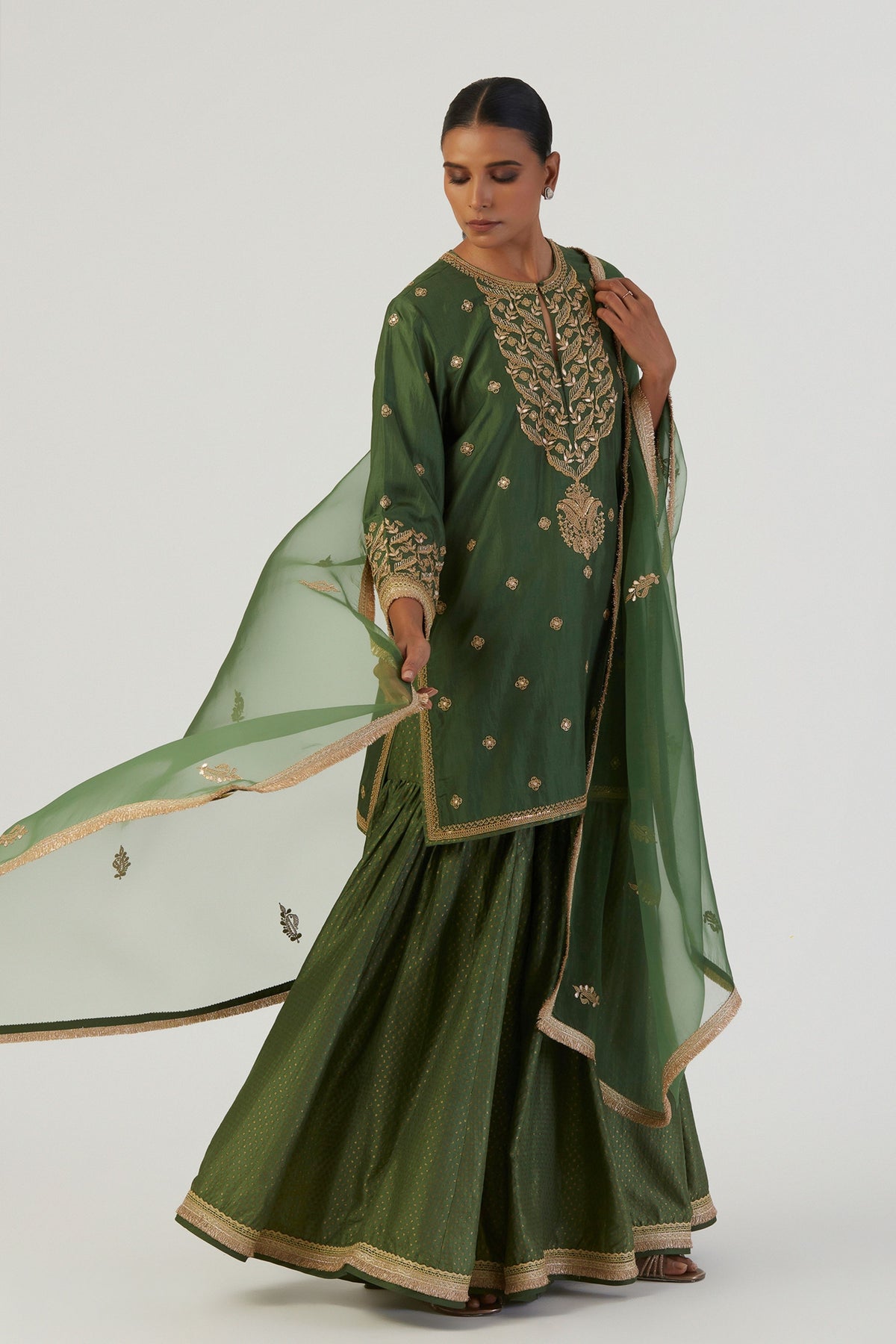 Urmi Green Kurta and Sharara