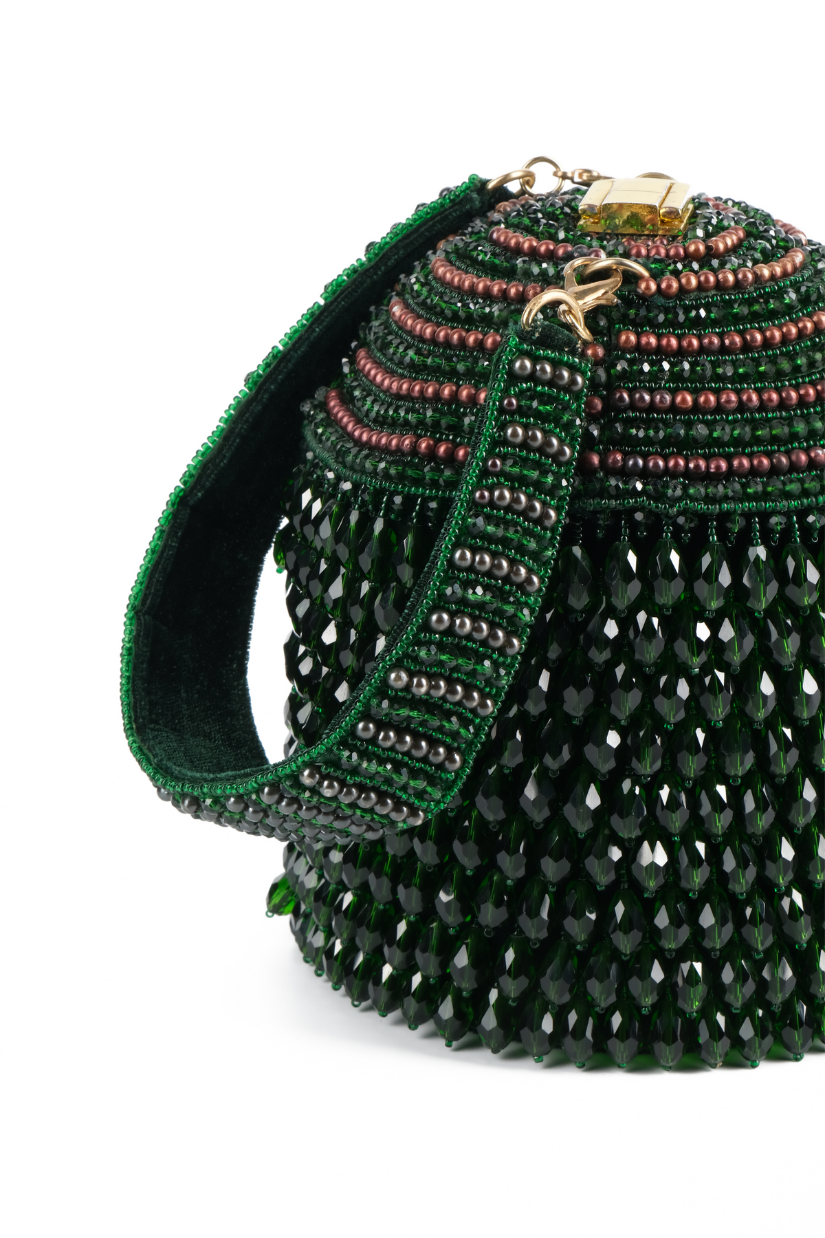 Diana Green Embellished Bucket Bag