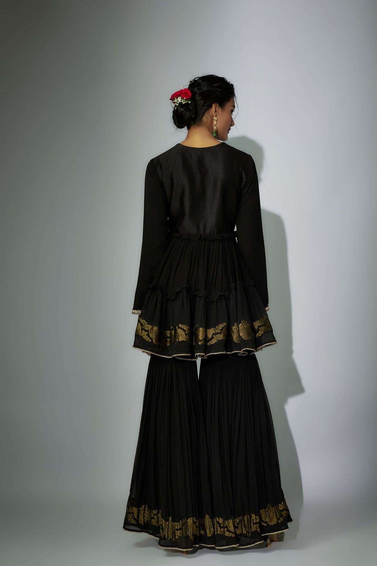 Black Embroidered Garara Set