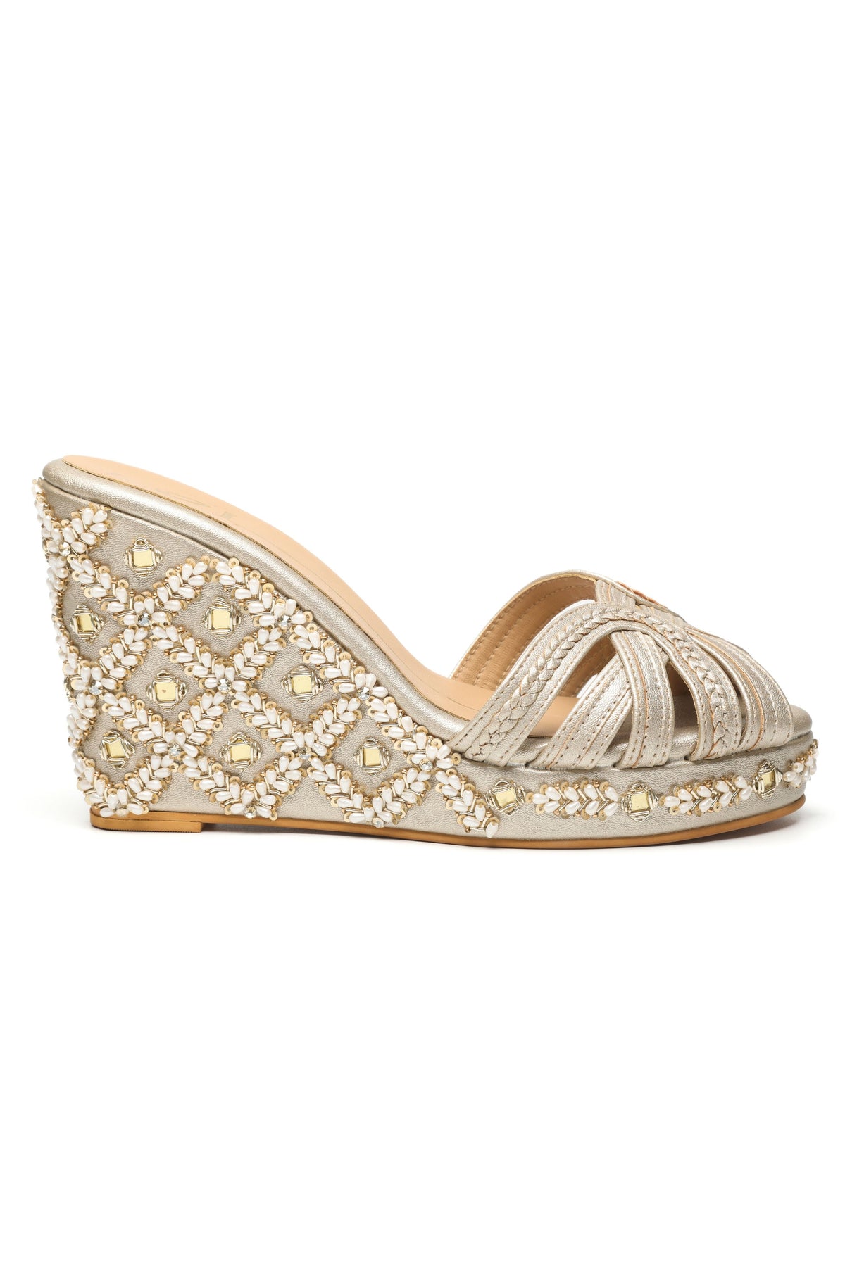 Pearl Embroidered Wedges