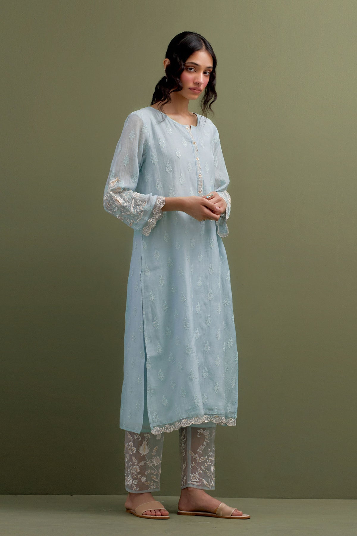 Blue Embroidered Kurta Set