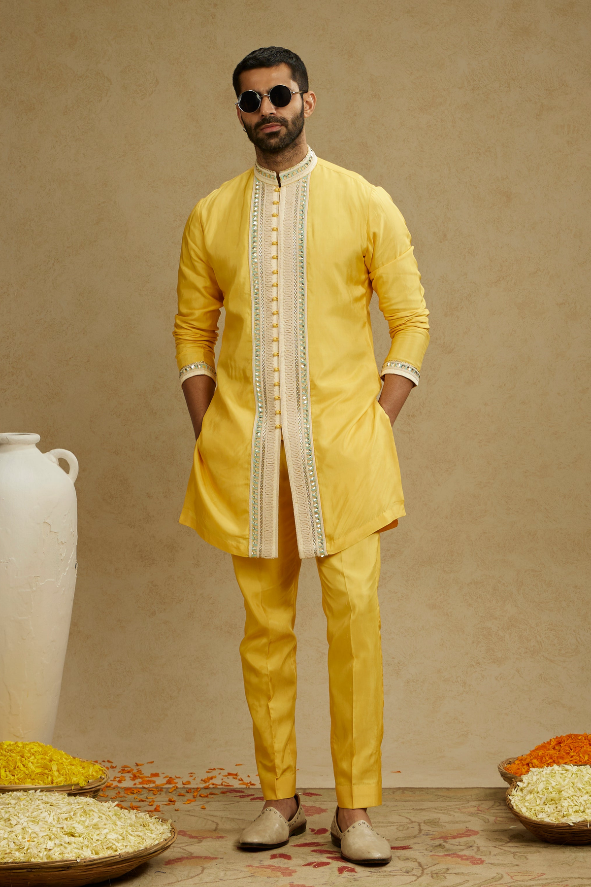 Front Open Embroidered Kurta With Pants