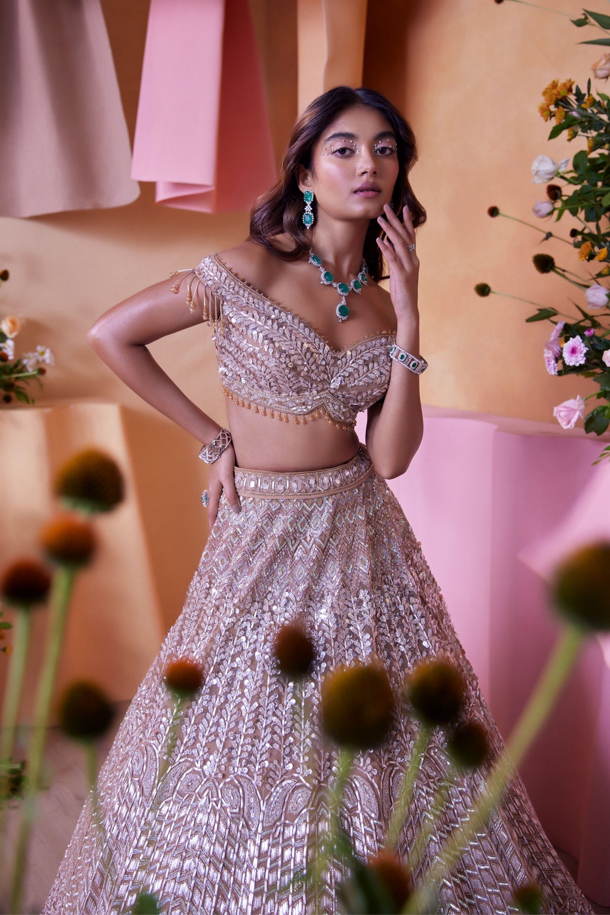 Beige Lehenga Set