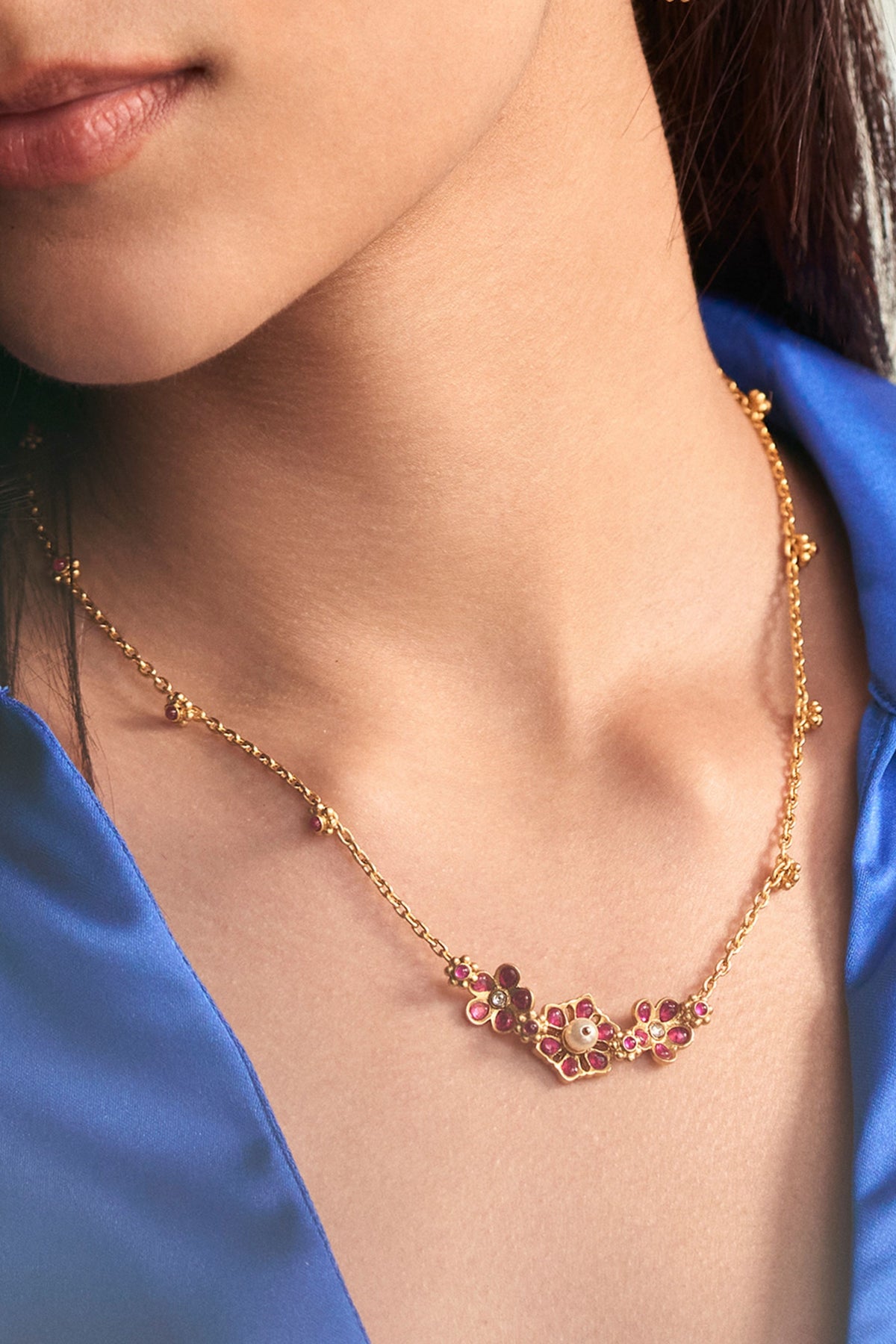 Gulmohar Floral Cluster Necklace