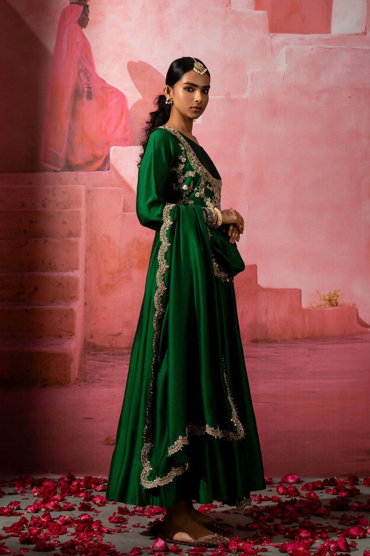 Green Jodha Jacket Anarkali