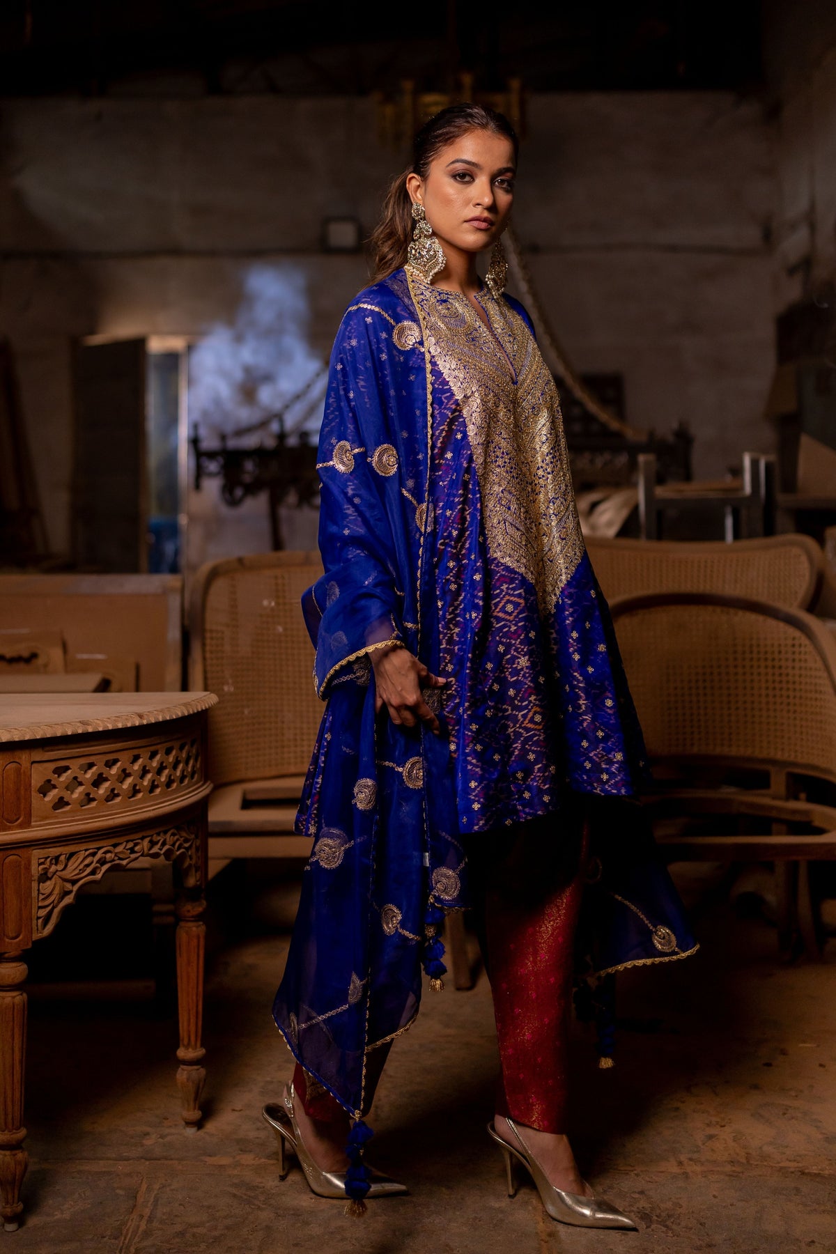 Blue Organza Dupatta