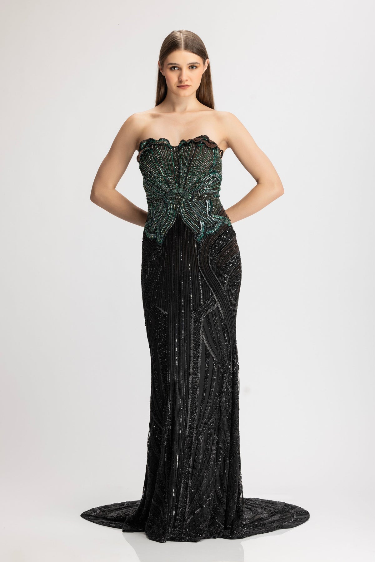 Teal and Black Corset Gown