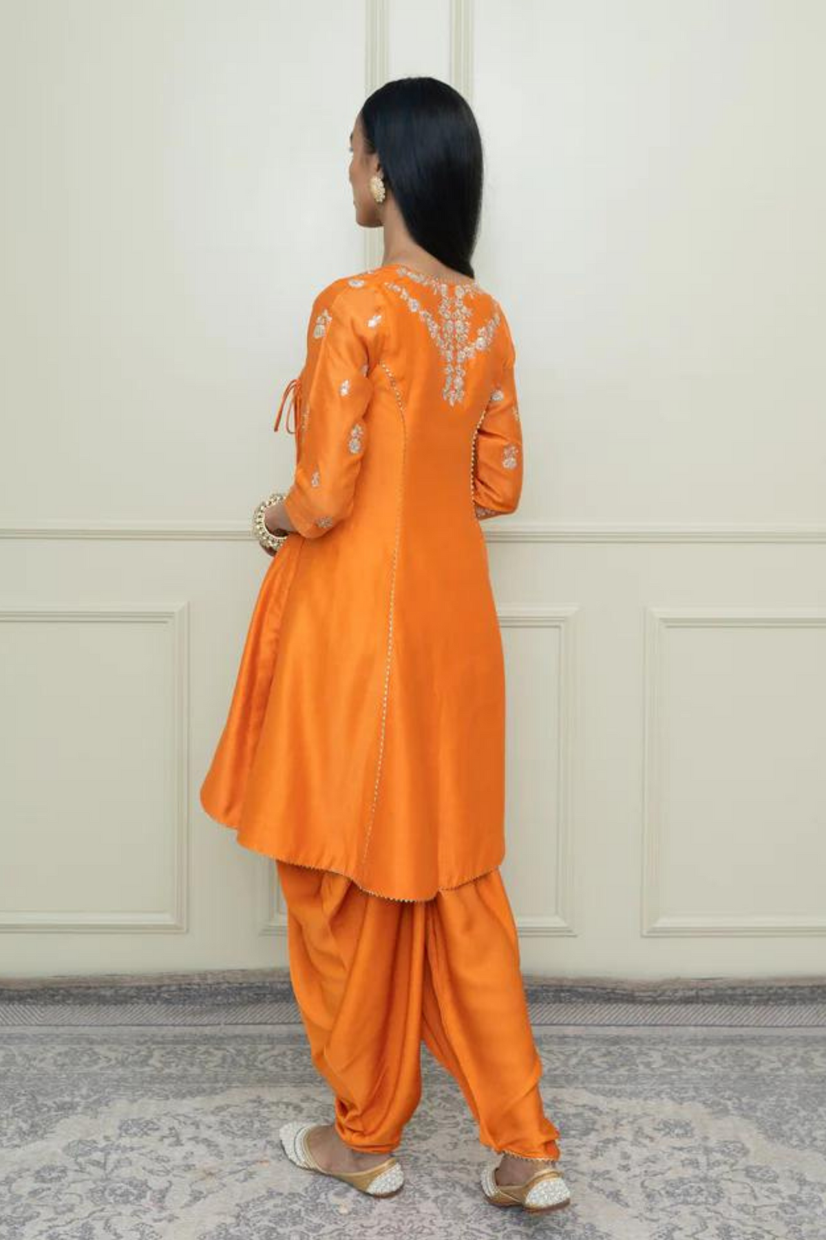 Pumpkin orange- shafira angrakha set