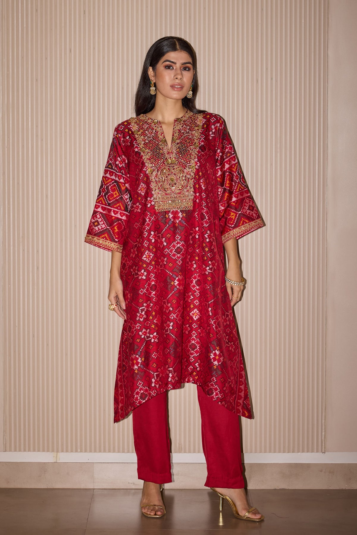 Royal Red Long Tunic Set