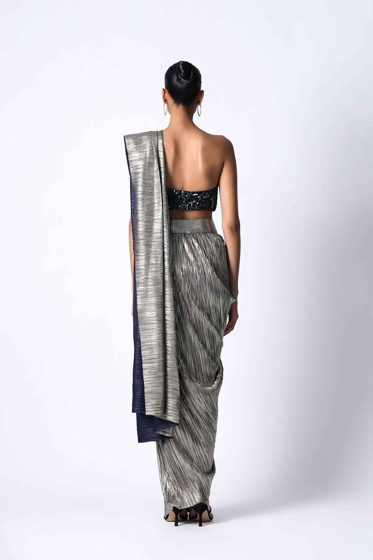 Corset Bustier With Metallic Sari