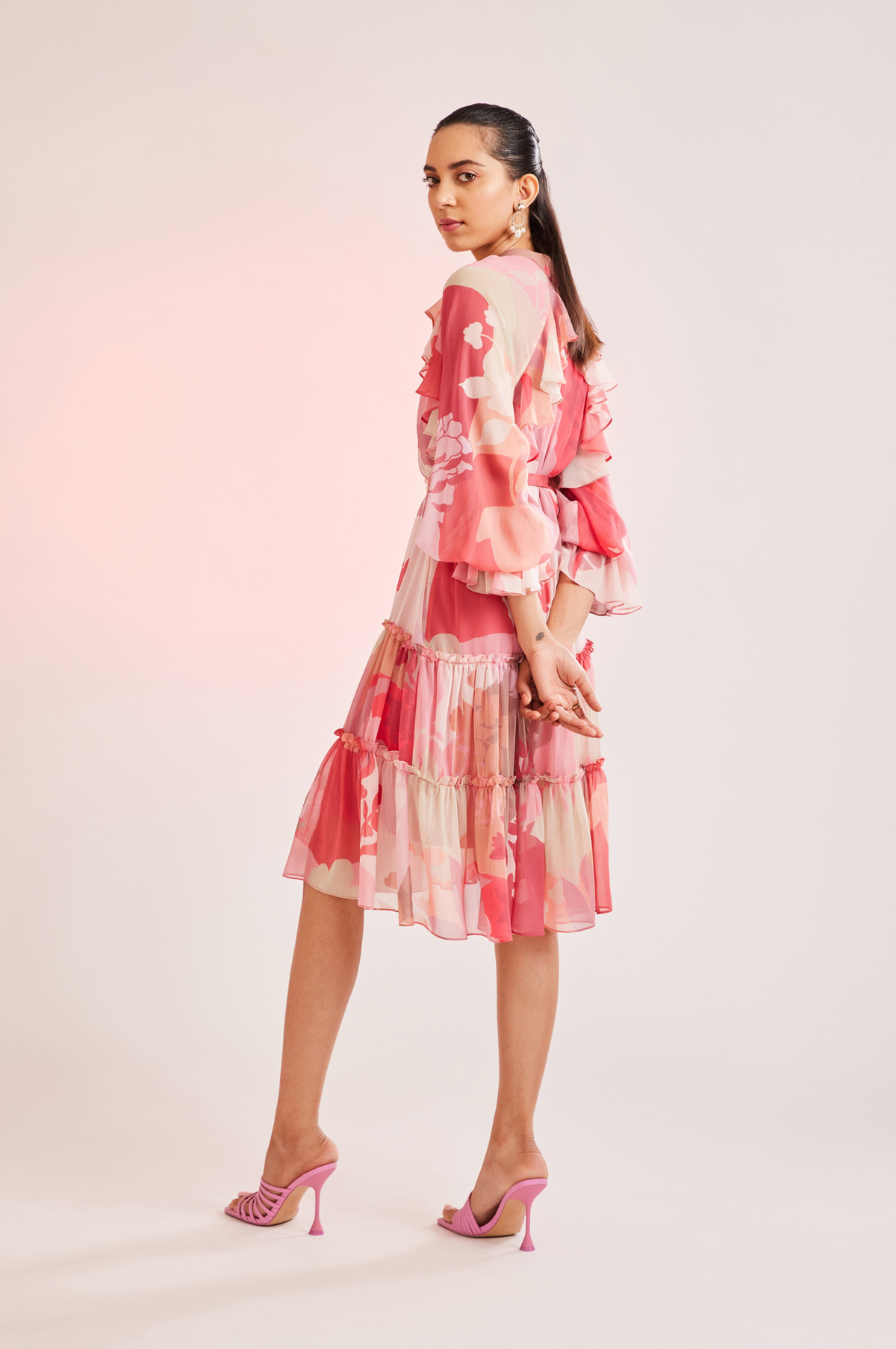 Flora Hand Embellished Tiered Mini Dress