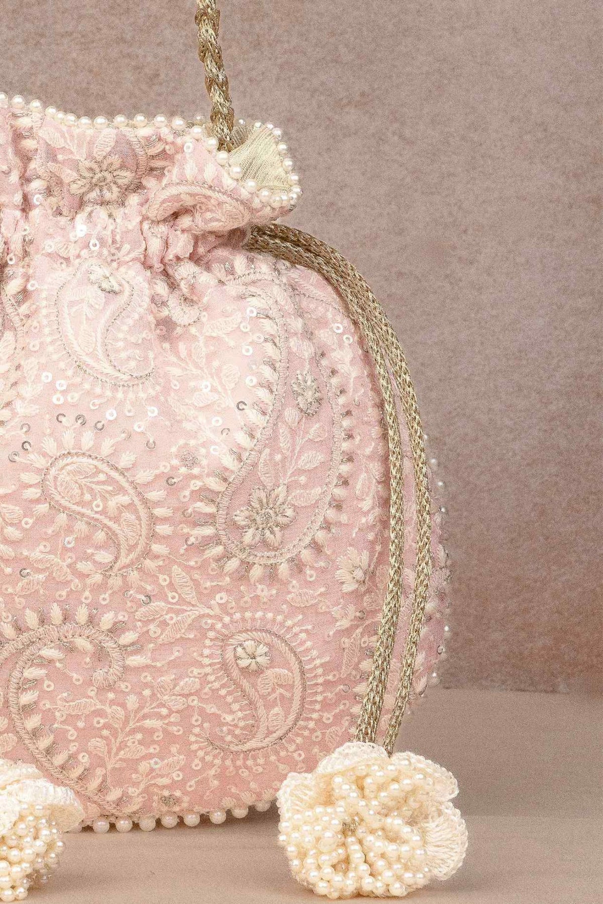 Pink Rhea Threadwork Potli