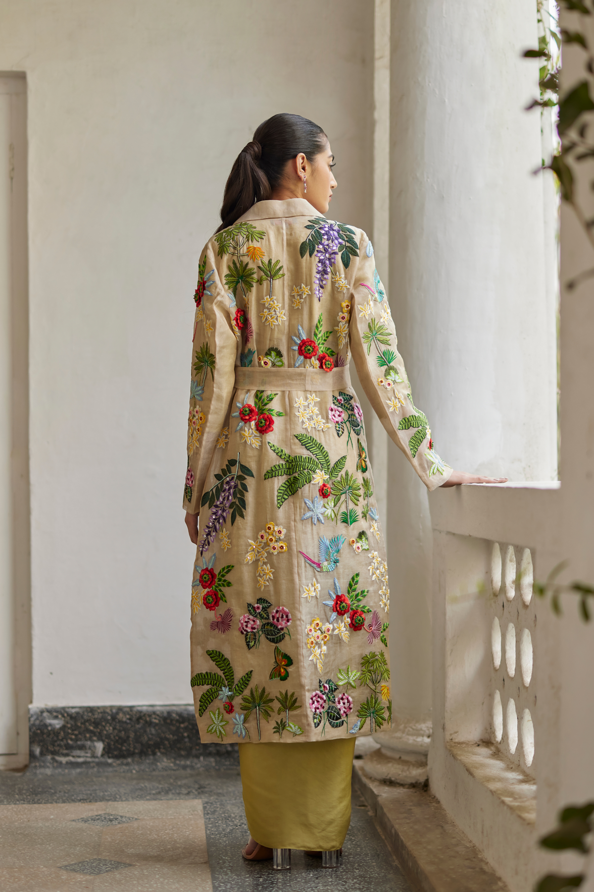 Golden Zari Embroidered Garden Jacket