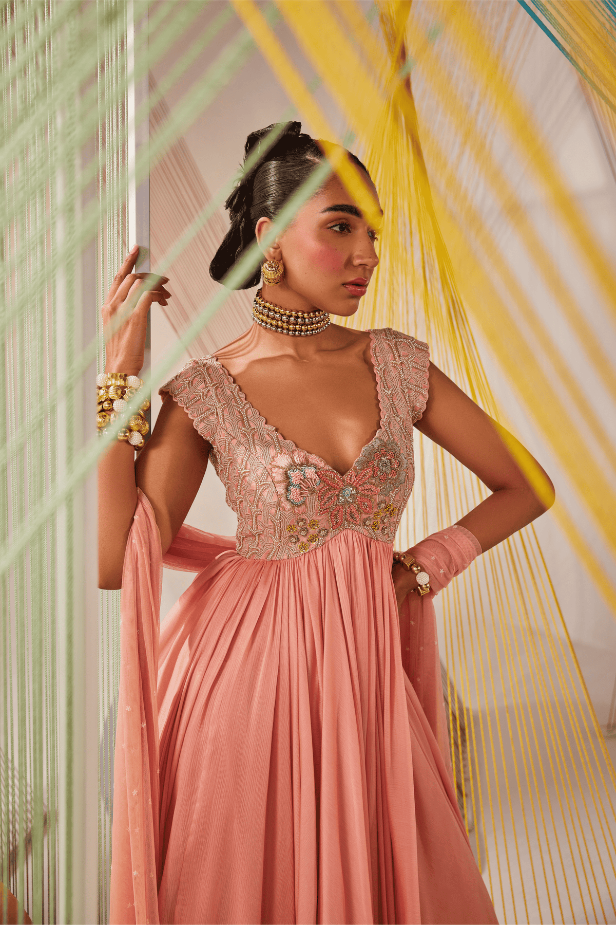 Peach Myra Anarkali Set