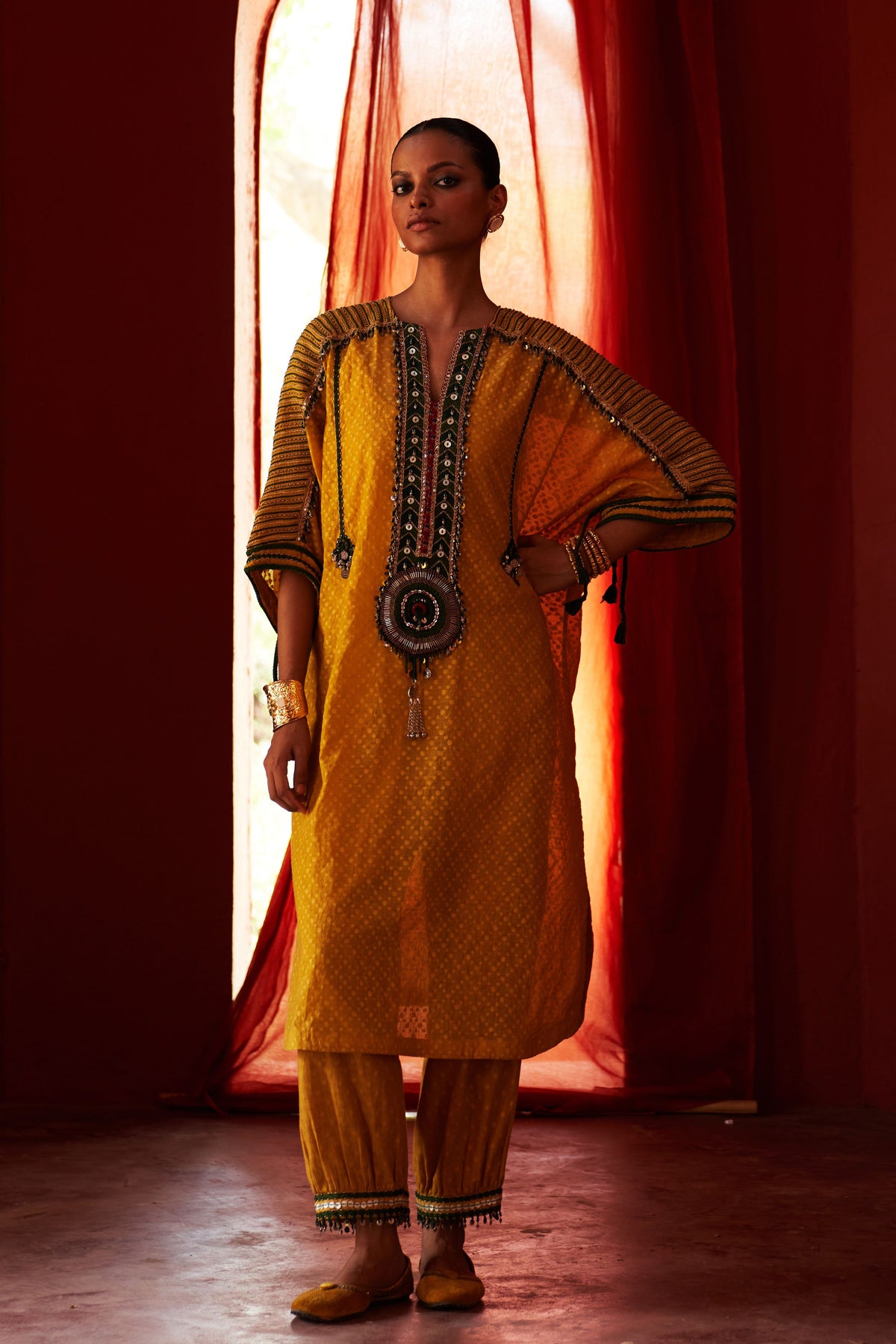 Mustard Kaftan Set