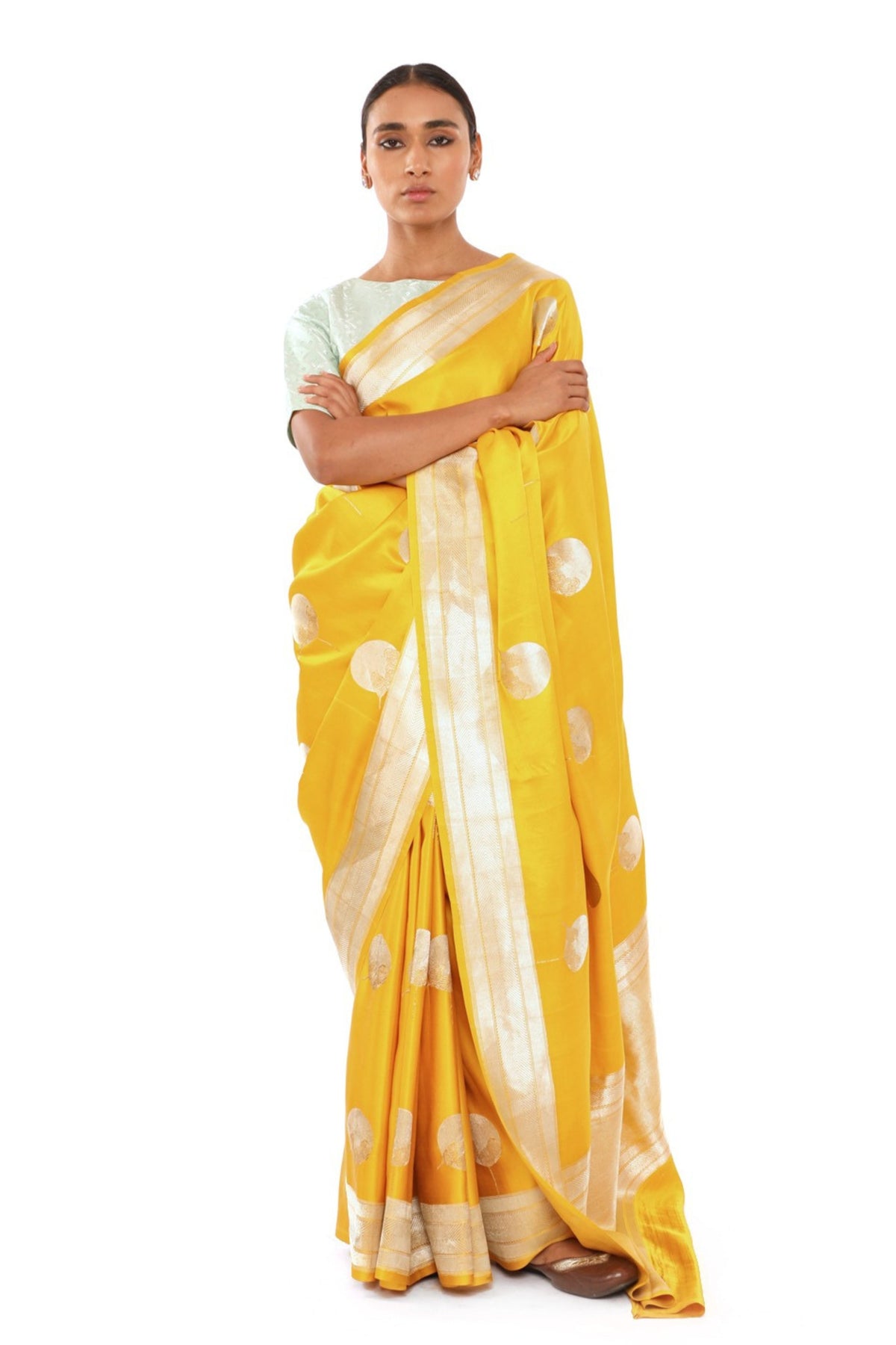 Agila Mustard Saree